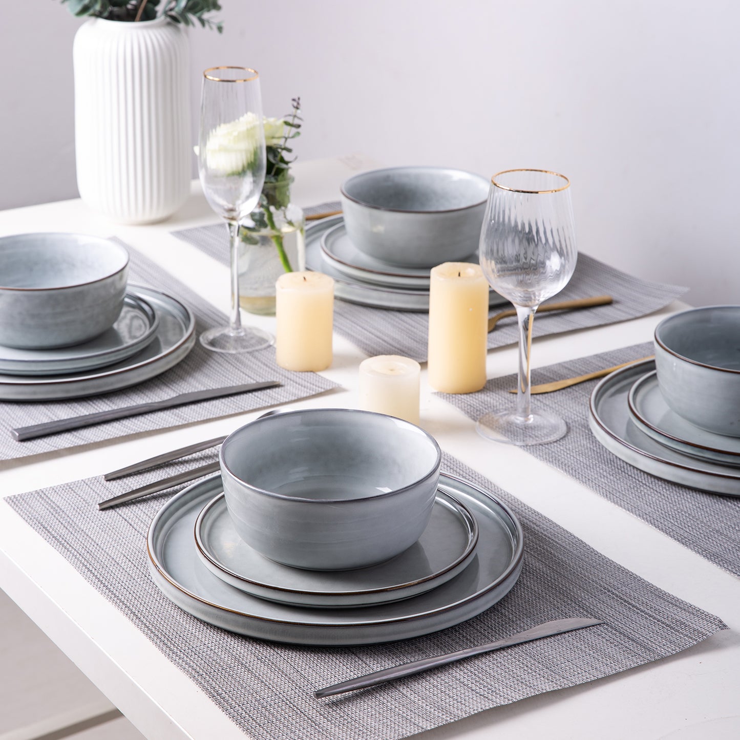 GBHOME Stoneware Plates Set of 4, 10.0 Inch Dinner Plates