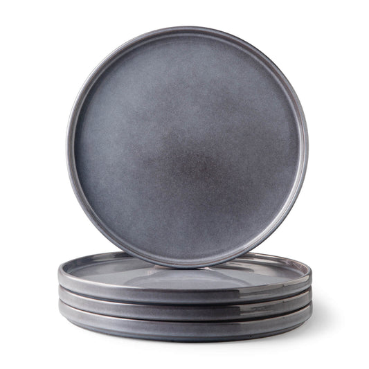 GBHOME Stoneware Dinner Plates Set of 4-Reactive Glaze Grey