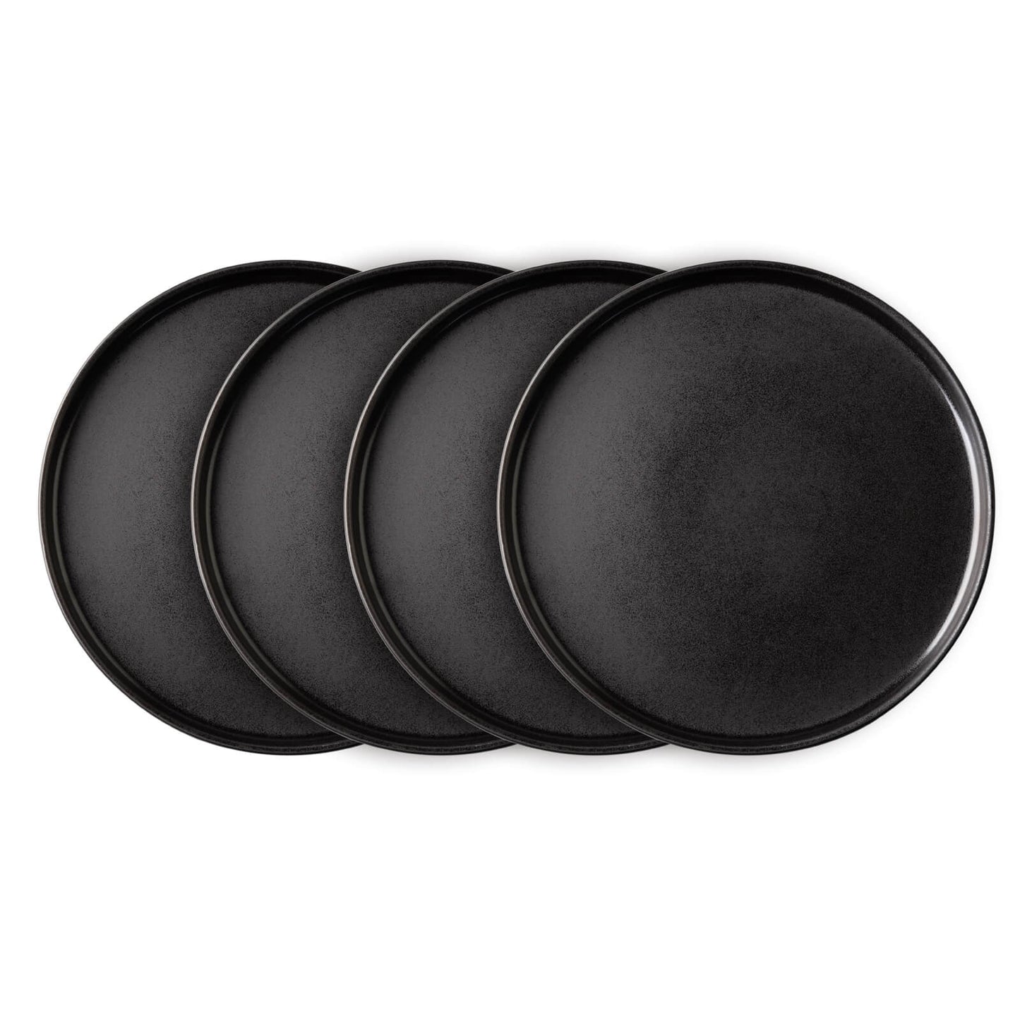 GBHOME Stoneware Dinner Plates Set of 4-Reactive Glaze Matte Black