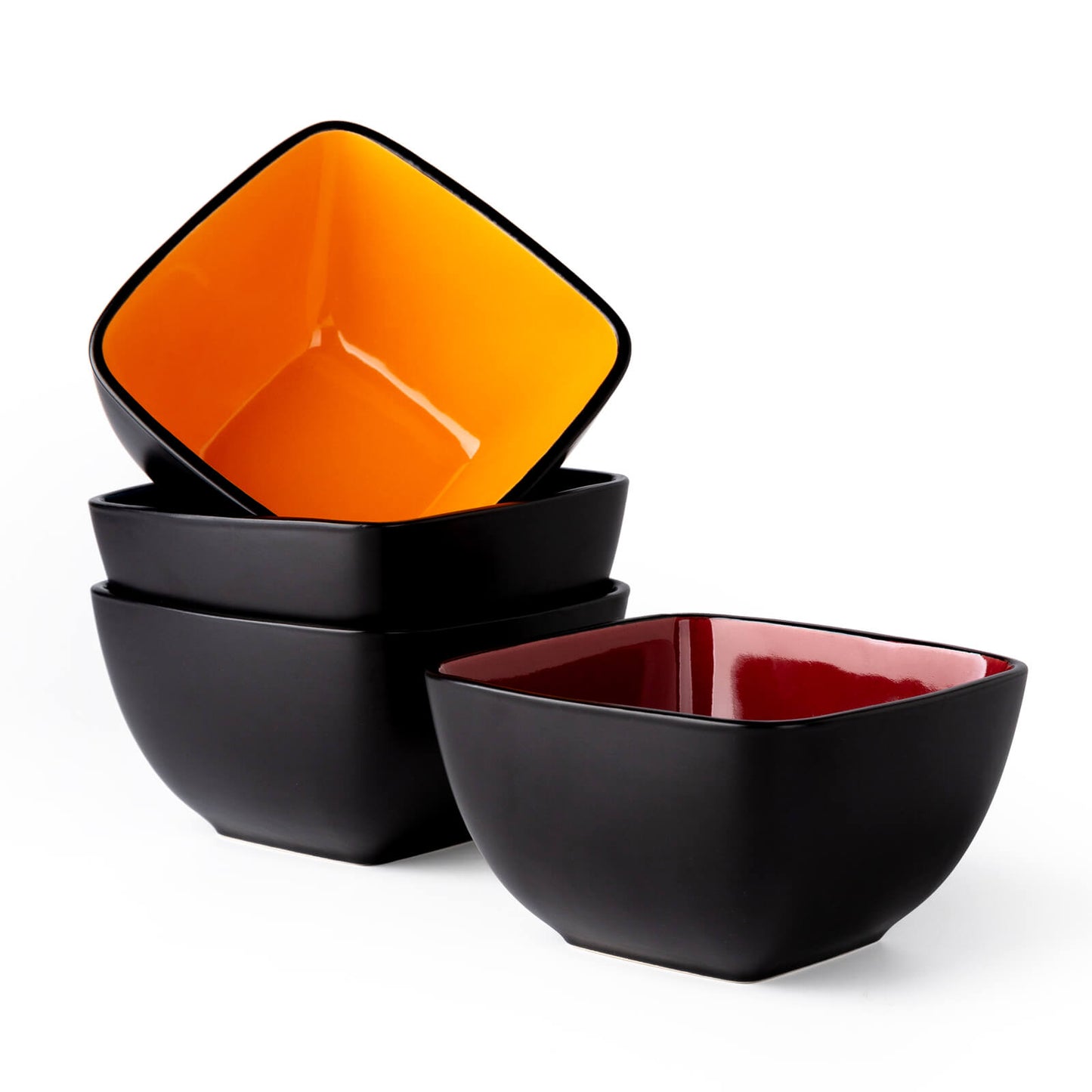 GBhome Cereal Sqaure Bowls Set for Kitchen, 32oz Large Ceramic Soup Salad Bowls Set