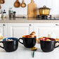 GBhome Jumbo Soup Mugs with Handles,24 Oz Large Coffee Mugs Set of 4,Ceramic Soup bowls for Cereal, Snacks, Salad, Pasta,noodle,Soup Cups,Microwave safe - Matte Black, Colorful Inside....